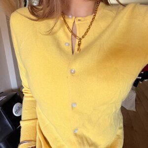100% Cashmere Yellow Button Cardigan